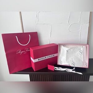 Roger Vivier Shoe Box and Gift Bag with Ribbon and Card